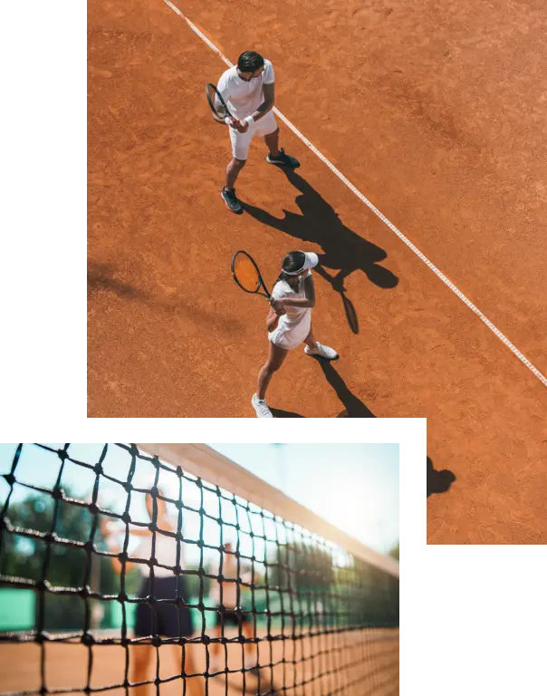 Überlappende Fotos von einem Tennis Match
